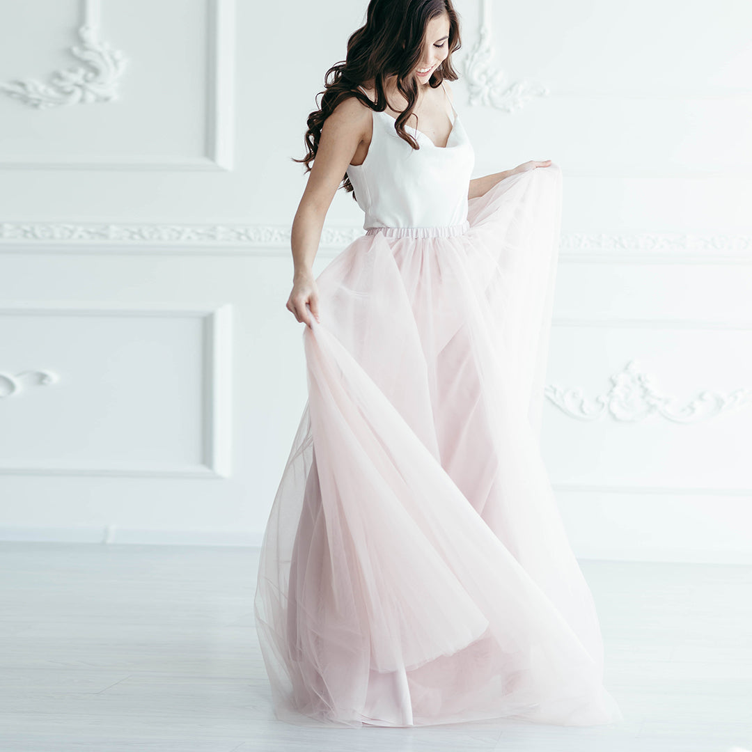 Blush tulle skirt in motion · wedding or event wear