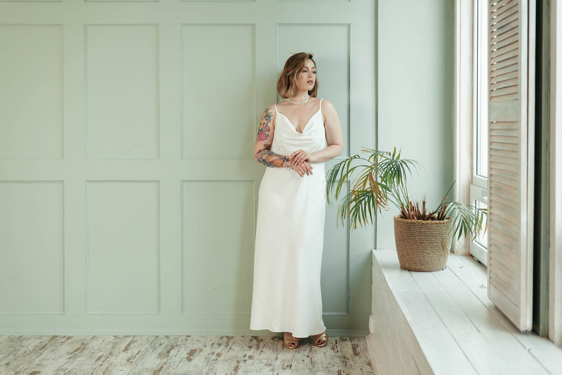 Simple Boho Wedding Dress – Minimalist Slip Gown