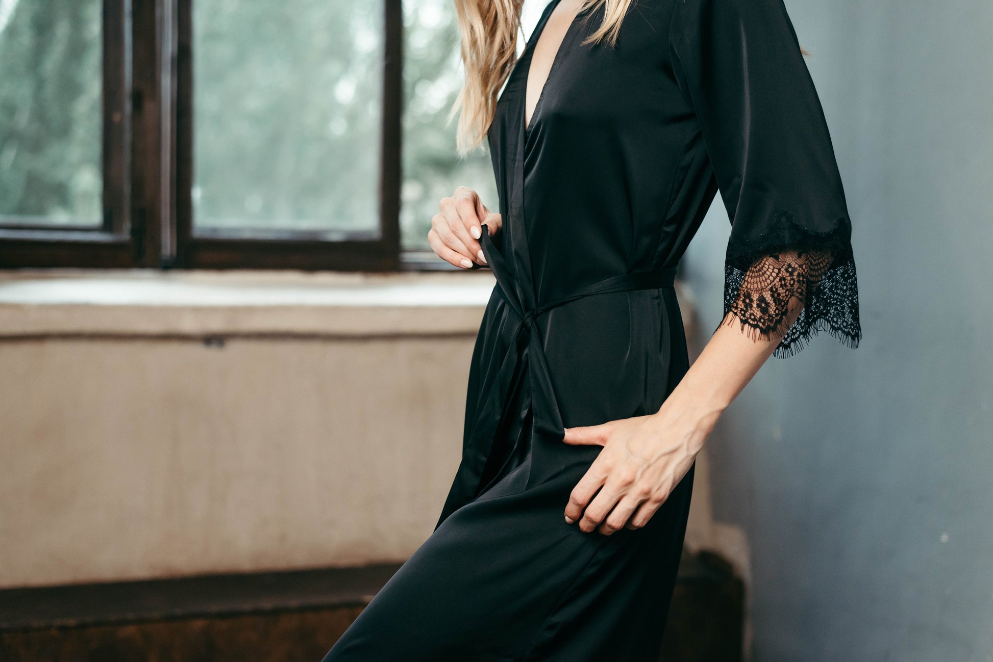 Lace Bridal Robe - Long Lace Robe - Lace Wedding Robe - White Bridal Robe - Black Robe - Long Bridesmaid Robe - Dressing Gown