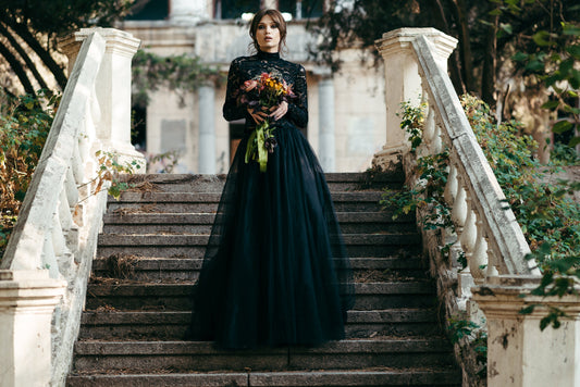 Black tulle bridal skirt · wedding separates · gothic or formal look