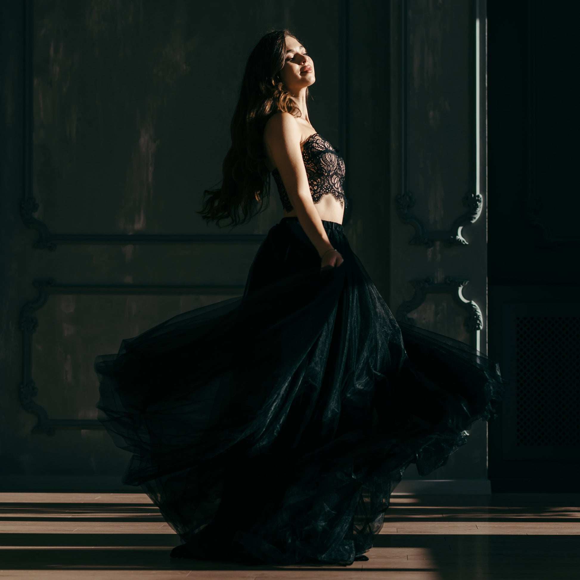 Black wedding skirt · tulle bridal separate · evening ceremony