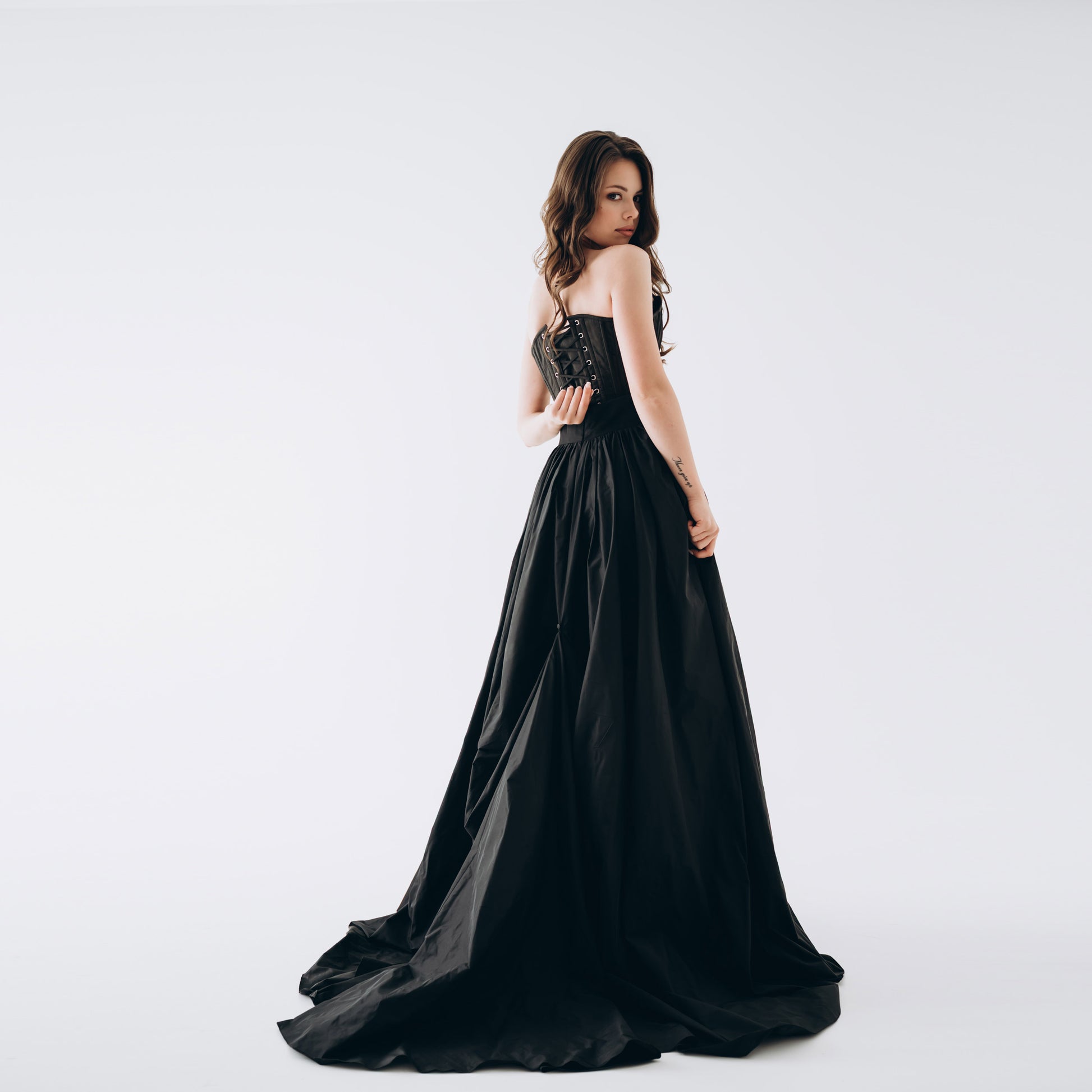 Gothic winter wedding skirt styled with black corset