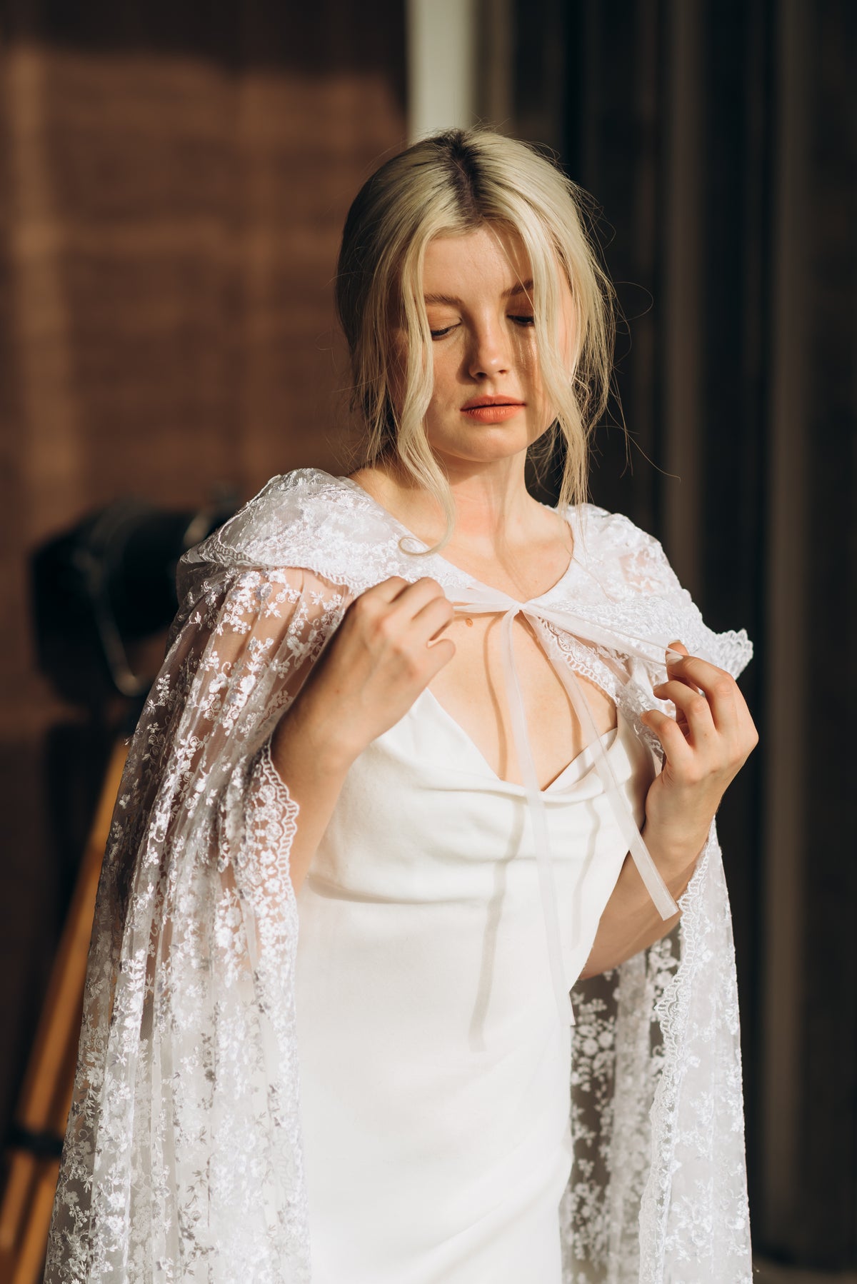 Lace Bridal Cape - White Wedding Cloak with Hood (Copy)