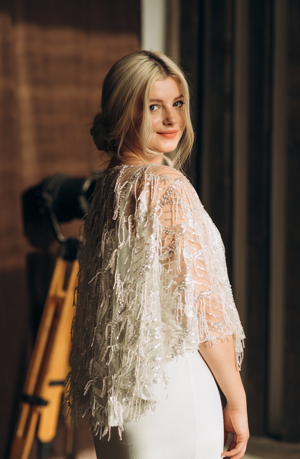 Tassel Wedding Cape - Beaded Capelet