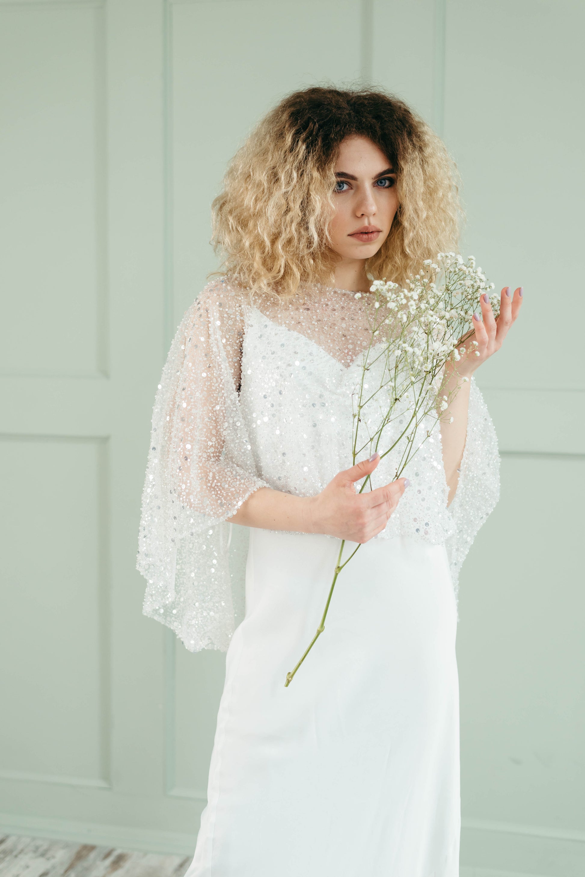 Beaded Wedding Cape - Gold Sequined Bridal Cover Up Married in the Morning Beaded Wedding Cape - Gold Sequined Bridal Cover Up Married in the Morning