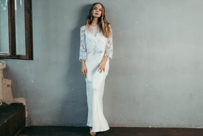 Diana Lace Wedding Top | White