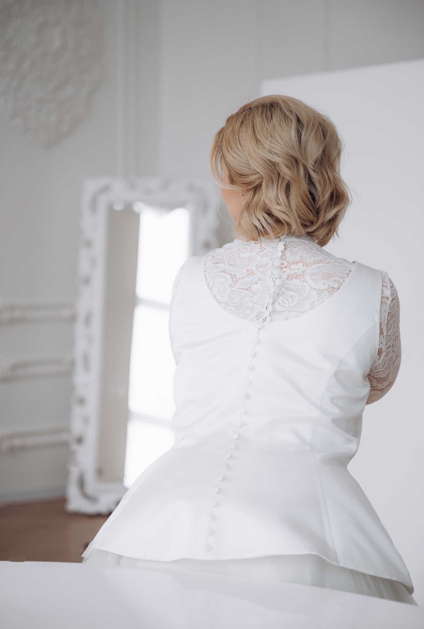 Suki High Neck Lace Wedding Top | White Bridal Separate
