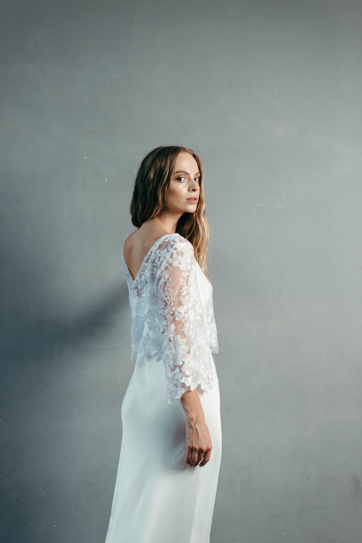 Diana Lace Wedding Top | White