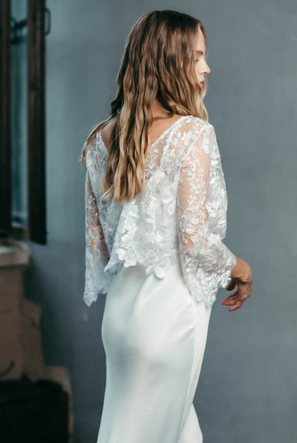 Diana Lace Wedding Top | White
