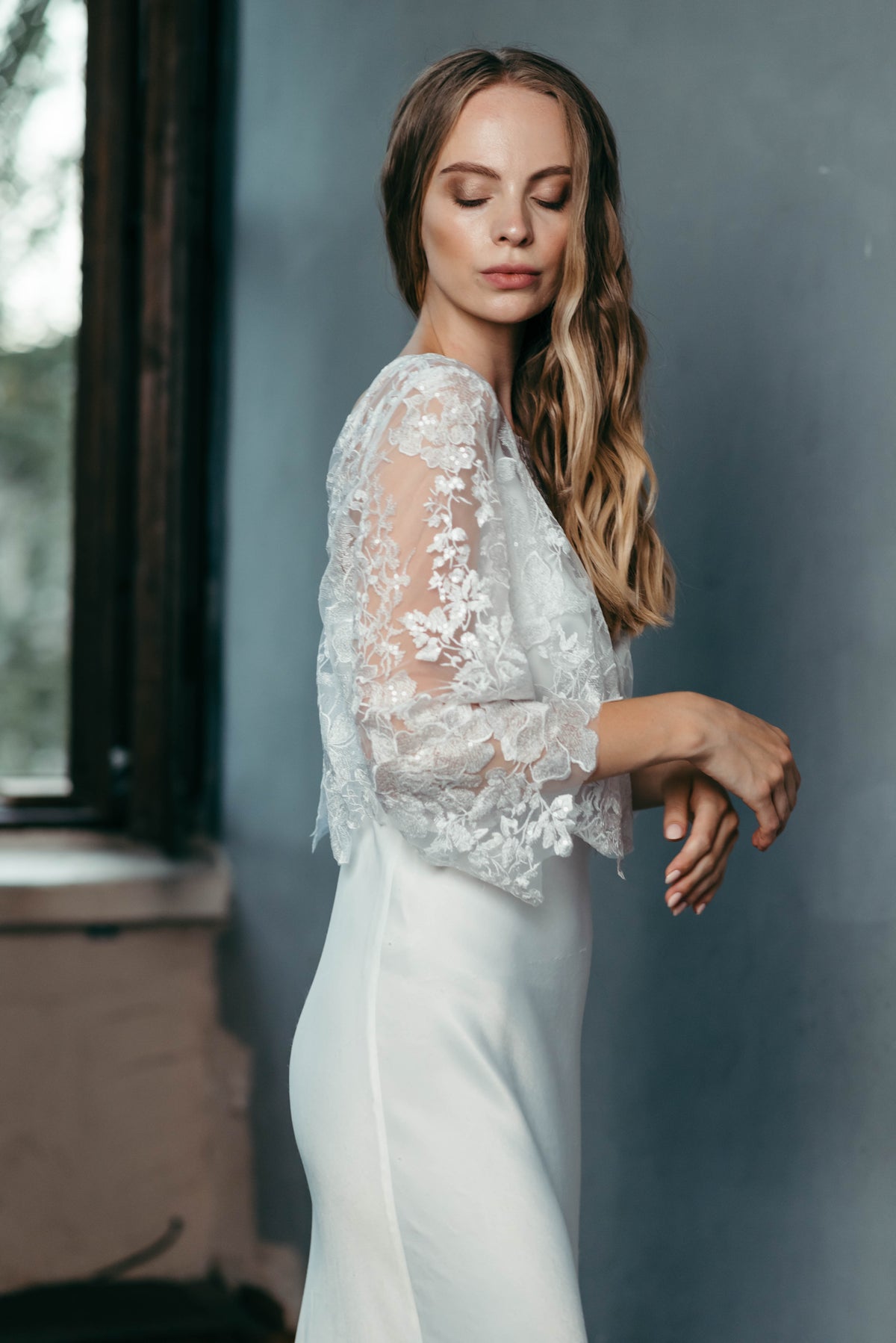 Diana Lace Wedding Top | White