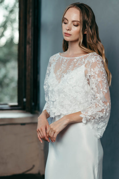 Diana Lace Wedding Top | White