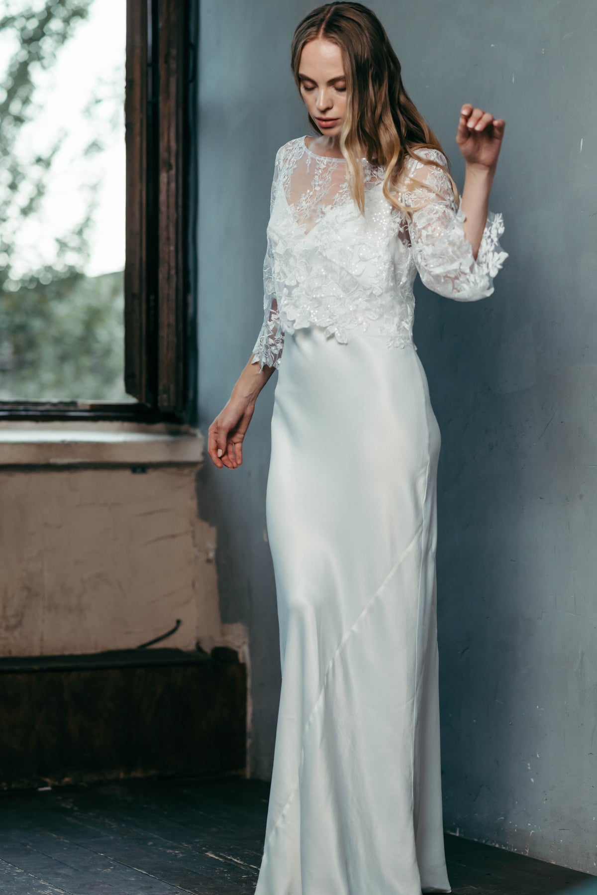 Diana Lace Wedding Top | White