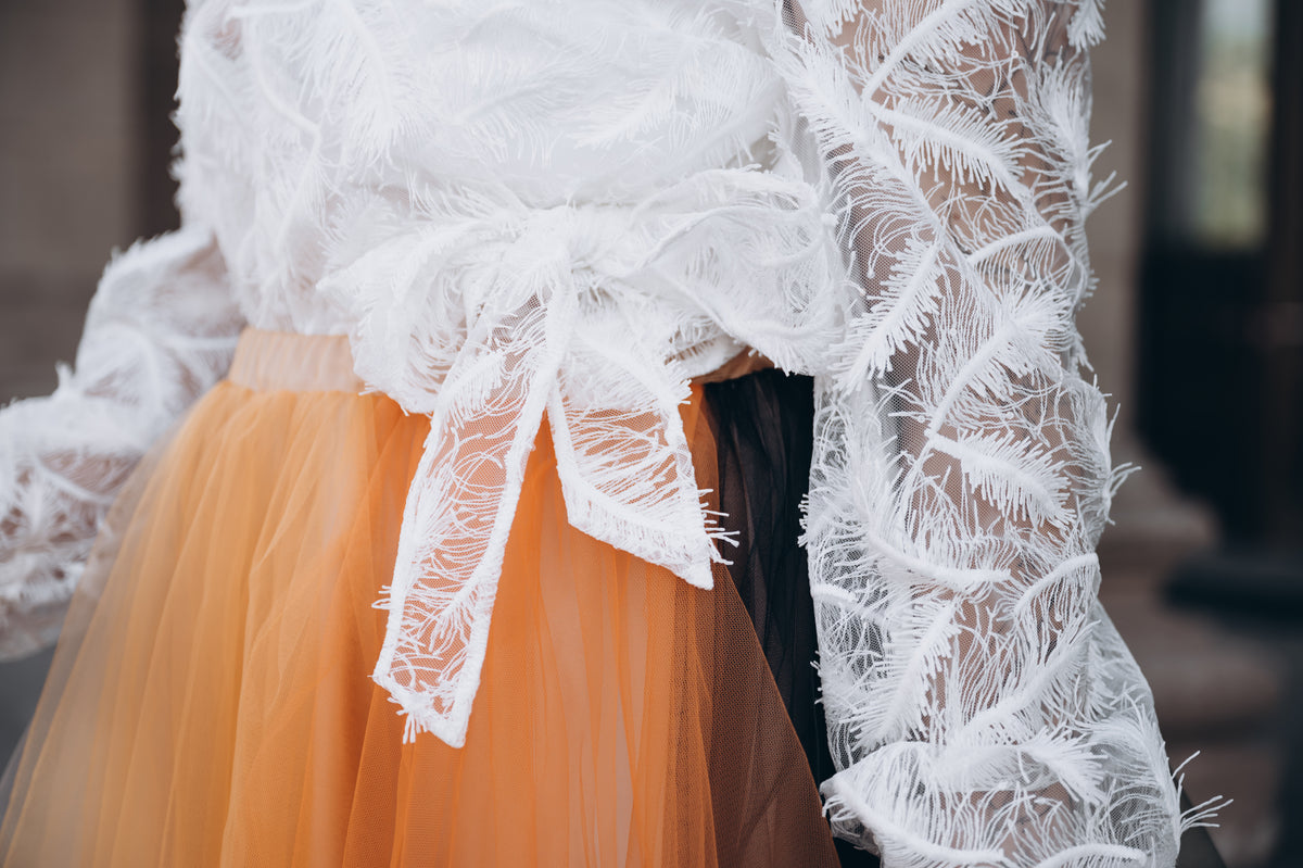 Sequined Feather Lace Wedding Top