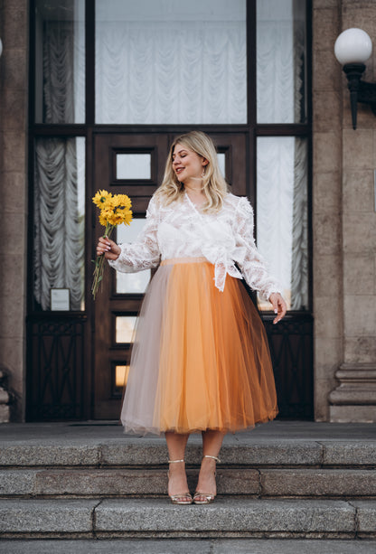 Sequined Feather Lace Wedding Top