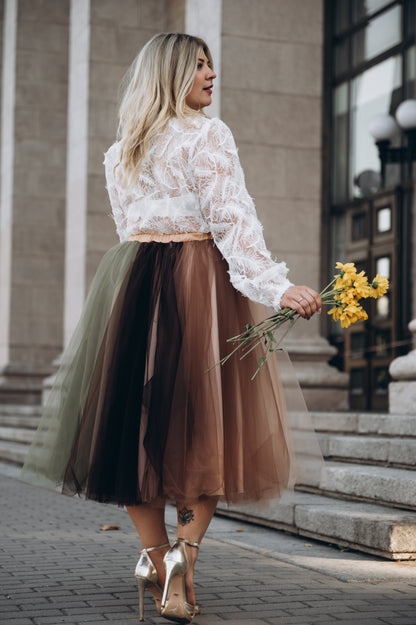 Sequined Feather Lace Wedding Top