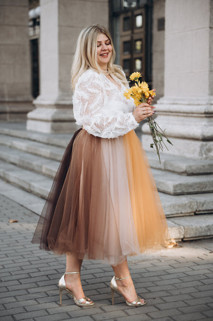 Sequined Feather Lace Wedding Top