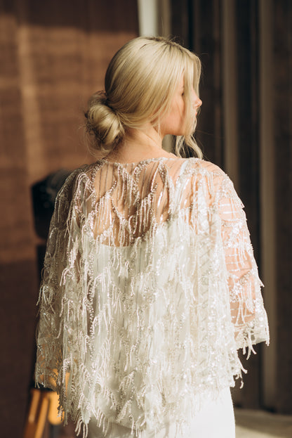 Tassel Wedding Cape - Beaded Capelet