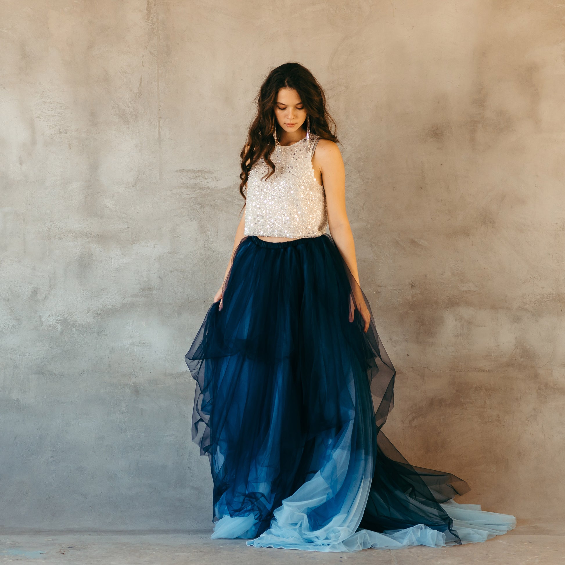 blue skirt wedding dress Sky Blue Sweetheart Neckline Wedding Gown,Flounce Tulle Skirt Bridal Gown,WD00869, US14 / White