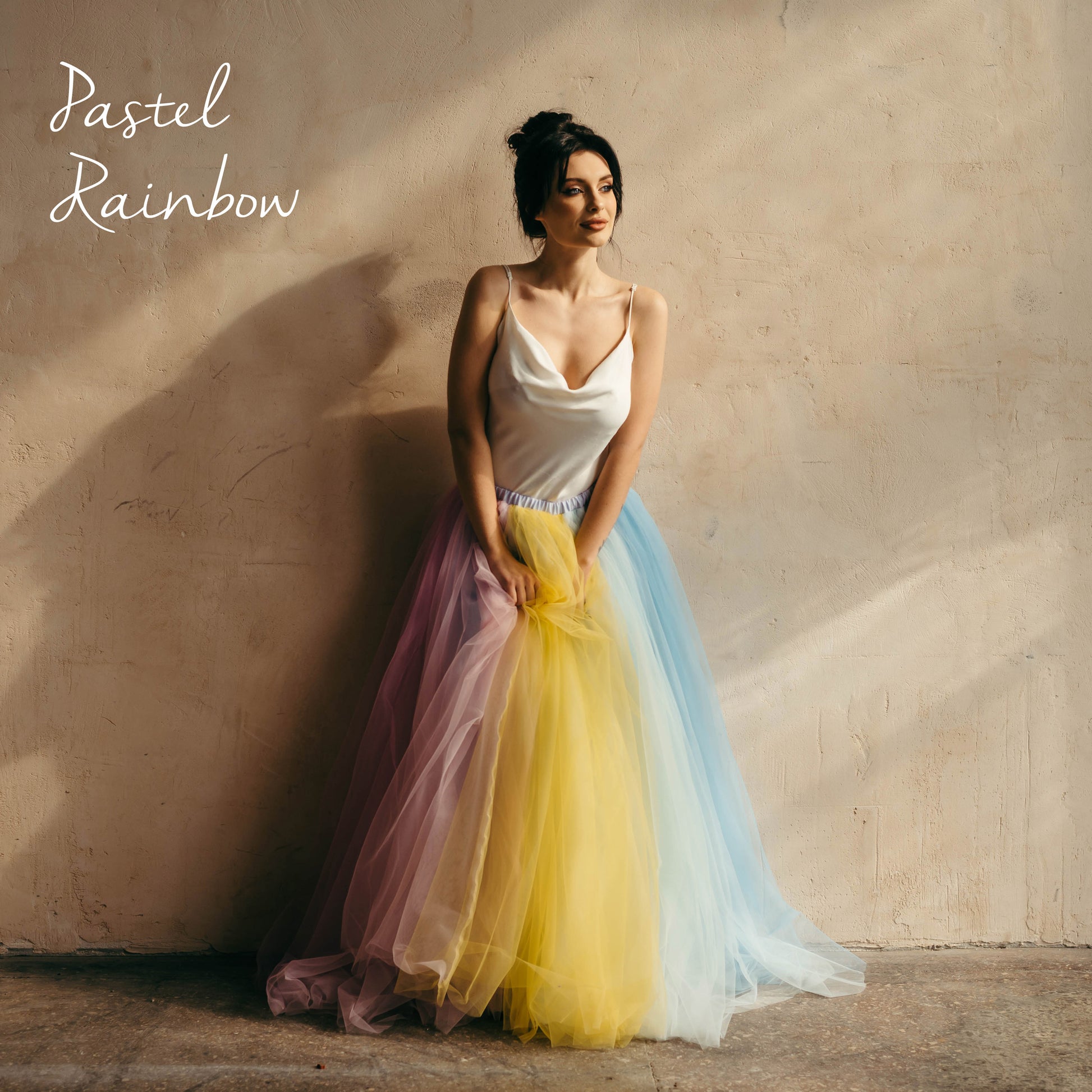 Pastel Rainbow Tulle Bridal Skirt | Maxi or Midi Wedding Skirt Married in the Morning Pastel Rainbow Tulle Bridal Skirt | Maxi or Midi Wedding Skirt Married in the Morning