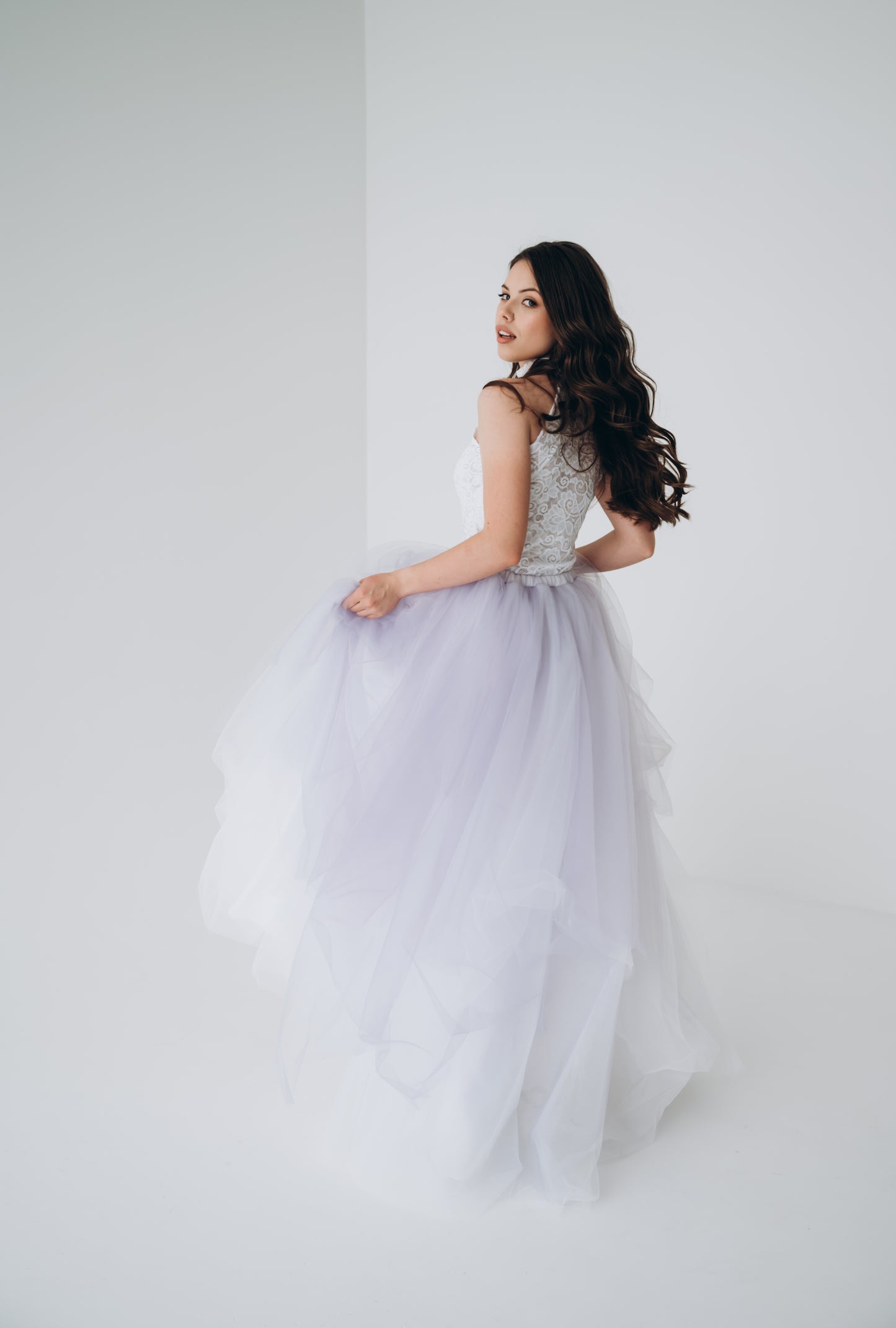 Suki High Neck Lace Bridal Top | Sleeveless & Long Sleeve