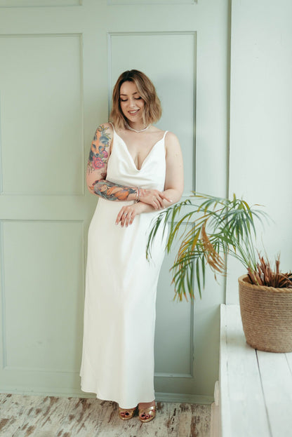 Simple Wedding Dress, Slip Dress, Satin Dress, Elopement Dress, Reception Dress, Boho Wedding Dress