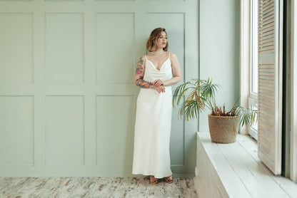 Simple Wedding Dress, Slip Dress, Satin Dress, Elopement Dress, Reception Dress, Boho Wedding Dress