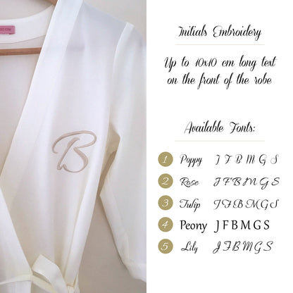 Personalization for Robes (Add-On), Personalized Dressing Gowns Add-On, Embroidery Monogram, Initials, Bride / Bridesmaid / Maid of Honour