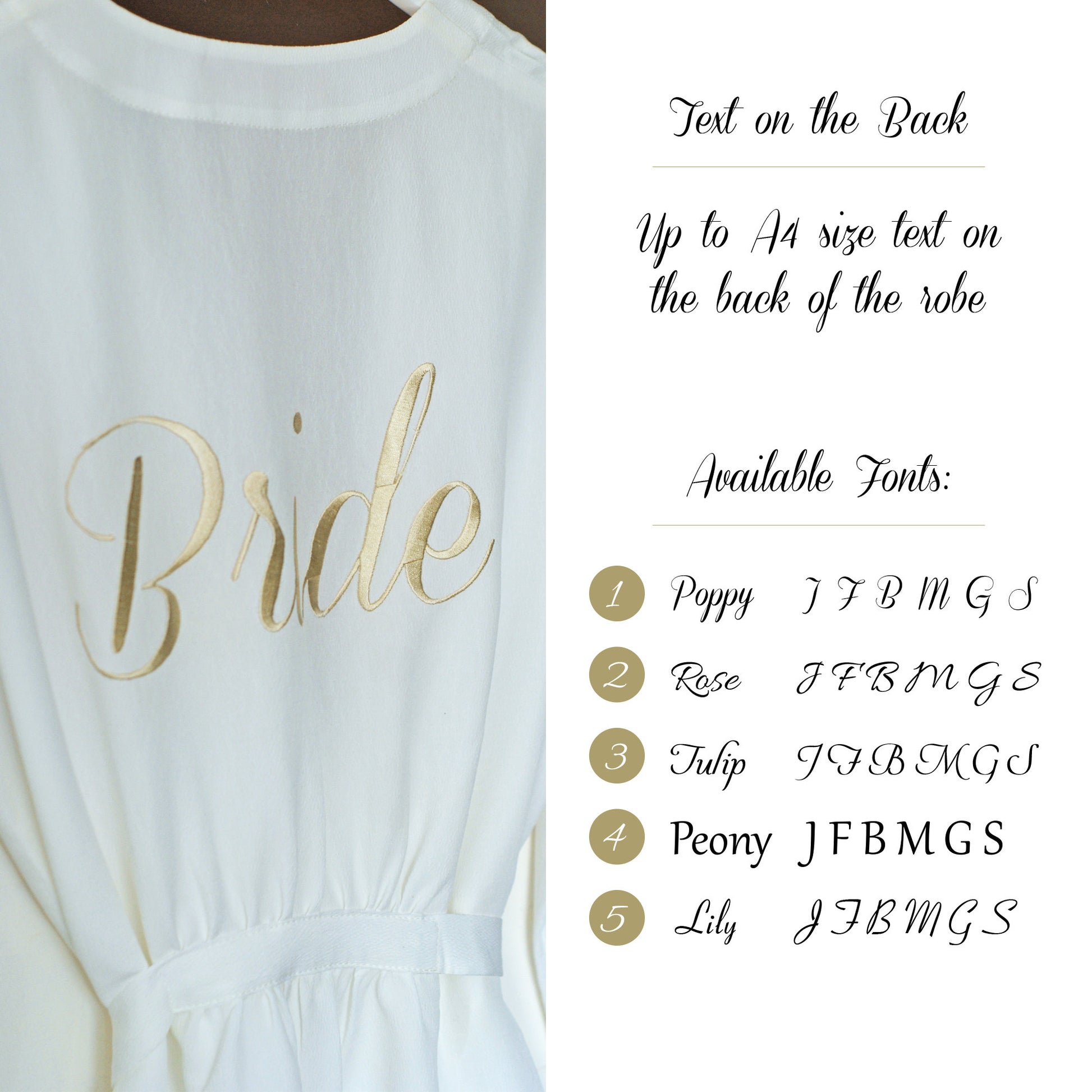 Personalization for Robes (Add-On), Personalized Dressing Gowns Add-On, Embroidery Monogram, Initials, Bride / Bridesmaid / Maid of Honour