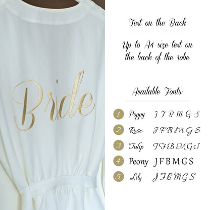 Personalization for Robes (Add-On), Personalized Dressing Gowns Add-On, Embroidery Monogram, Initials, Bride / Bridesmaid / Maid of Honour