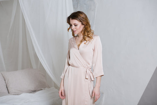 Wedding Robe - Bridal Robe - Dressing Gown - Long Robe - Bridesmaid Robes - Gift for Bride - Silky Robe