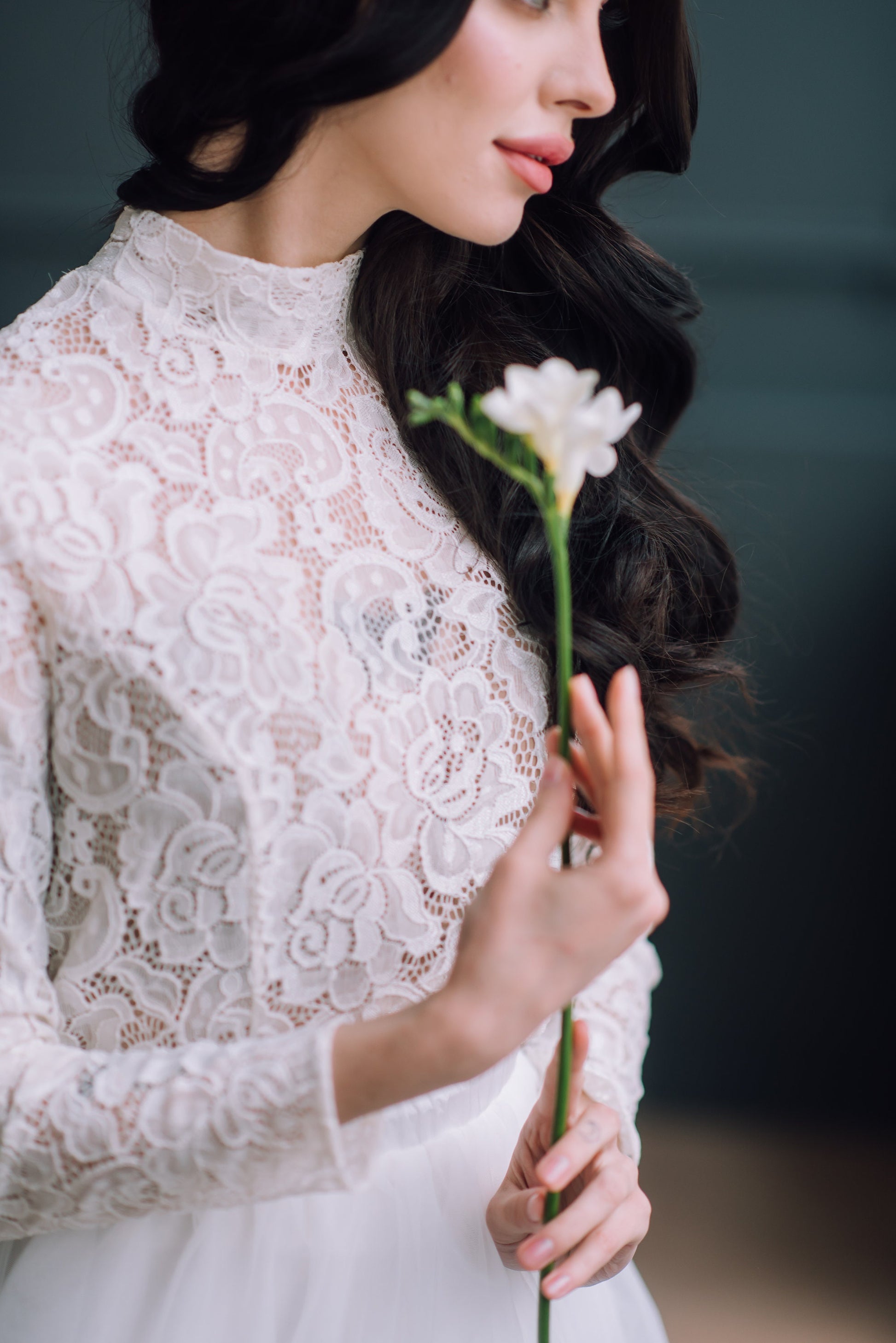 Black Lace Top - Bridal Top - Lace Wedding Top - Wedding Dress Topper - High Neck Top - Bridal Blouse - Bridal Separates