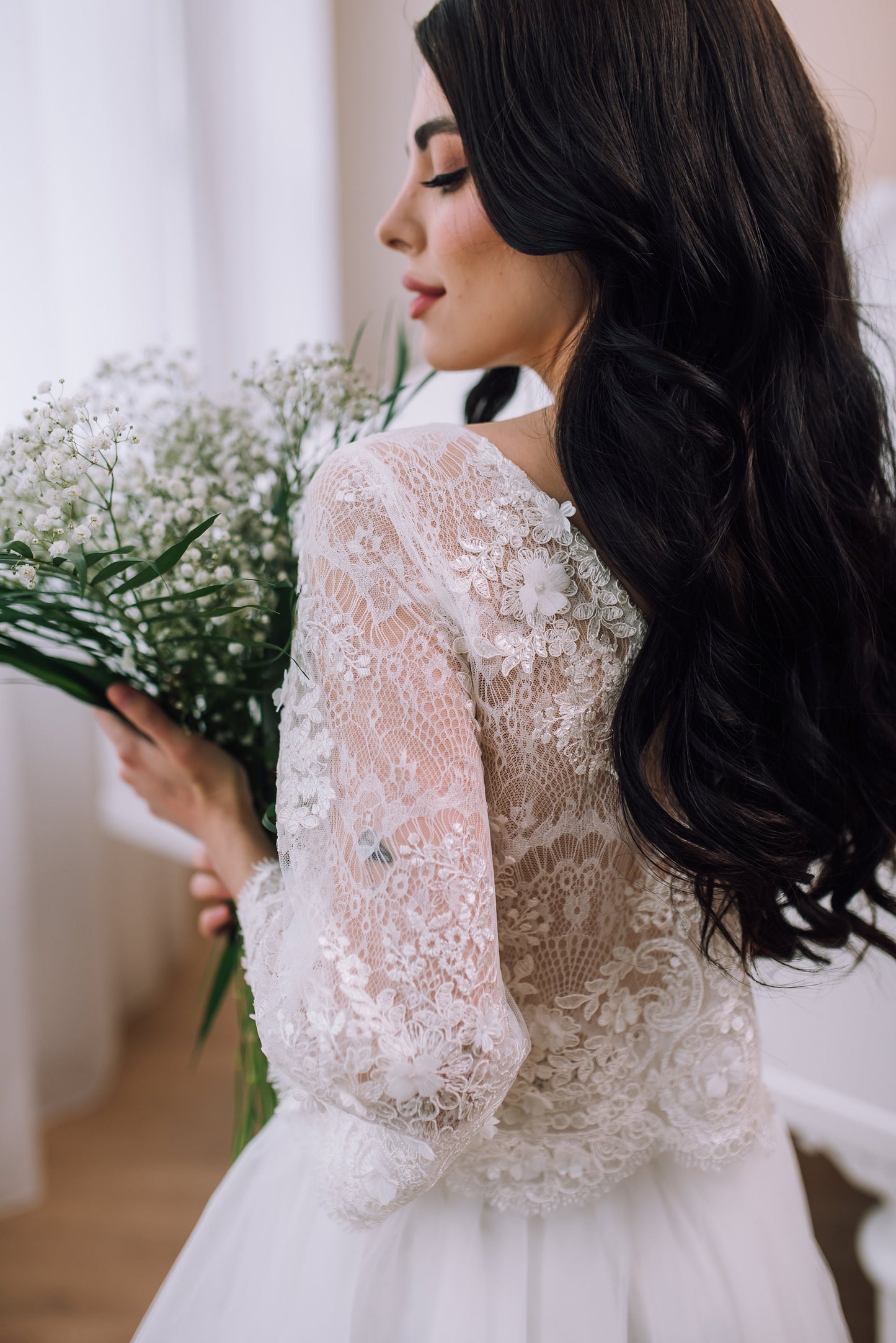 Lace Wedding Top - Wedding Dress Topper - Lace Crop Top - Sleeveless Bridal Top Separate - Wedding Top Long Sleeve