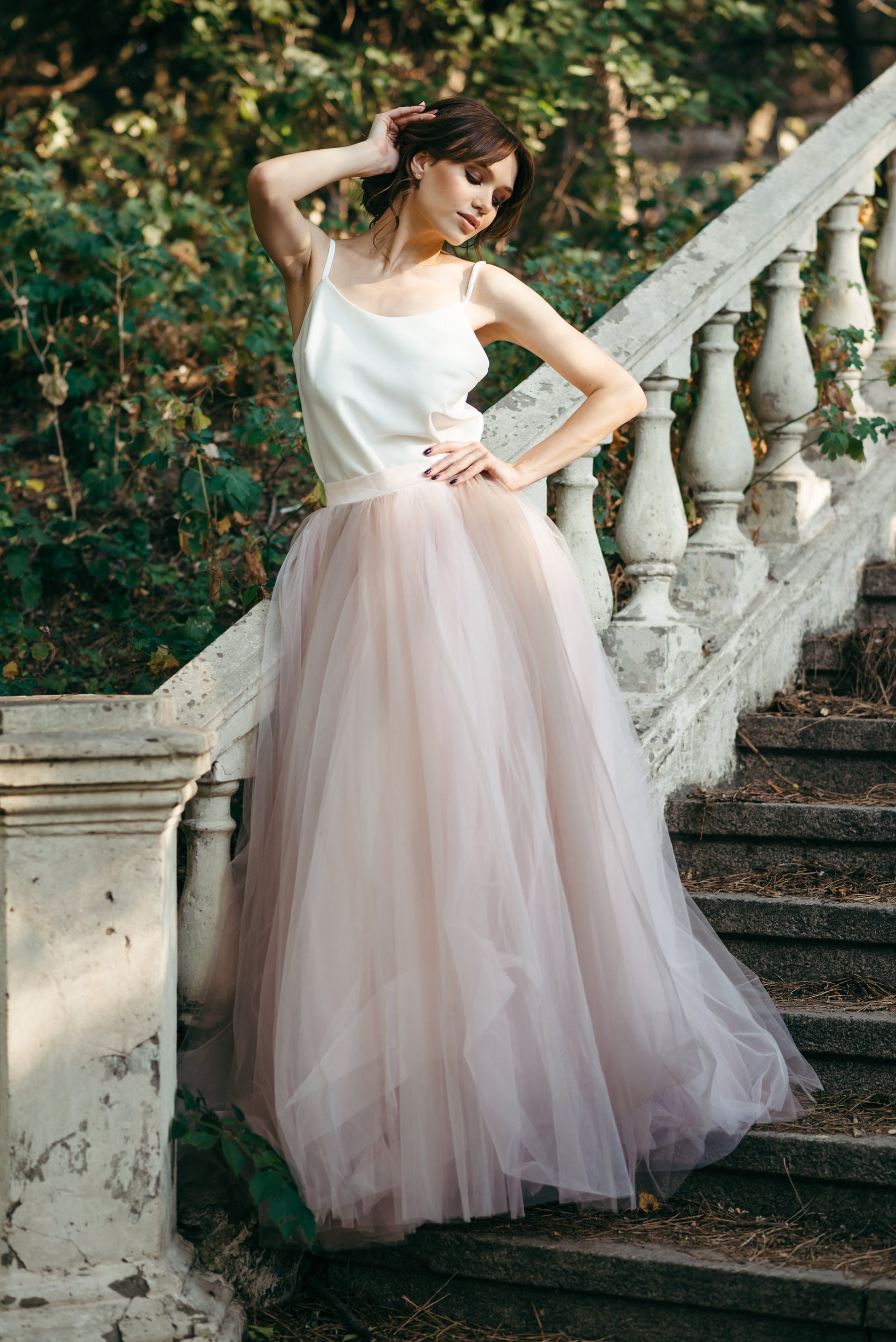 Ombre Tulle Skirt - A-Line Bridal Skirt - Long Tutu Skirt - Blush Wedding Skirt - Bridal Separates