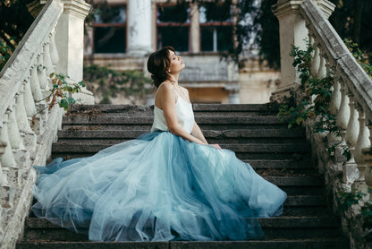 Ombre Tulle Skirt - A-Line Bridal Skirt - Long Tutu Skirt - Blush Wedding Skirt - Bridal Separates