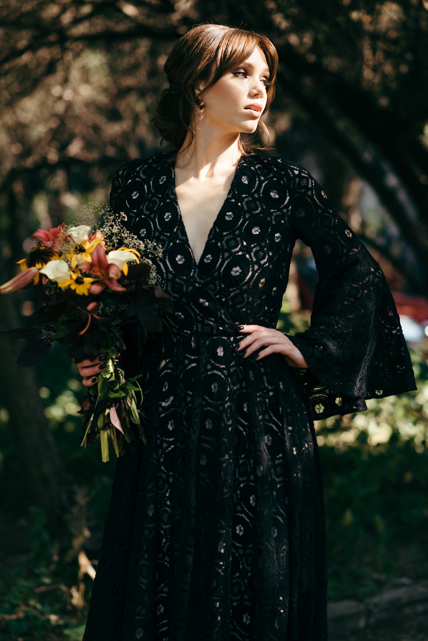 Black Wedding Dress, Black Lace Dress, Black Bohemian Dress, Lace Wedding Dress, Boho Wedding Dress, Macrame Wedding Dress, Noir Wedding