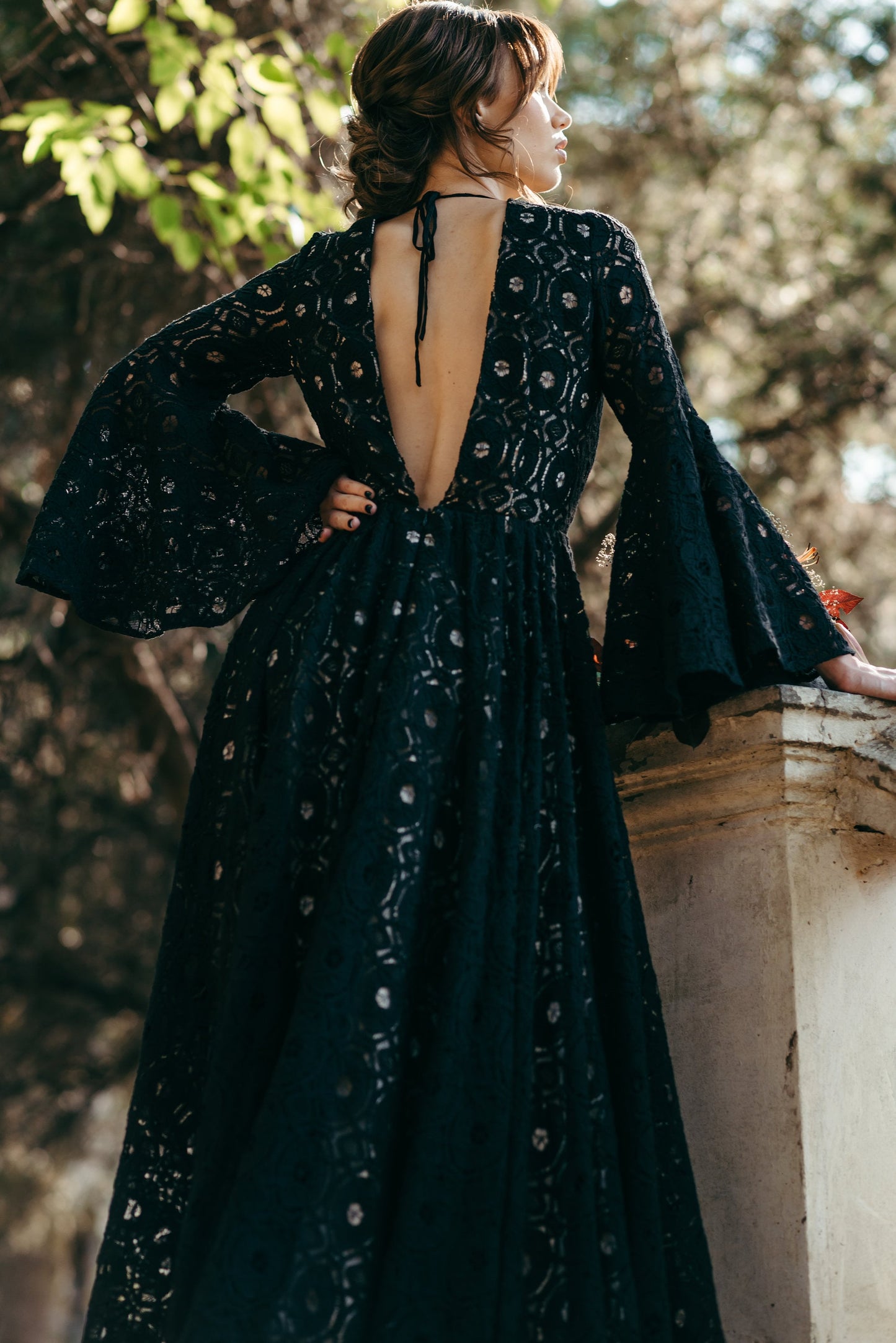 Black Wedding Dress, Black Lace Dress, Black Bohemian Dress, Lace Wedding Dress, Boho Wedding Dress, Macrame Wedding Dress, Noir Wedding