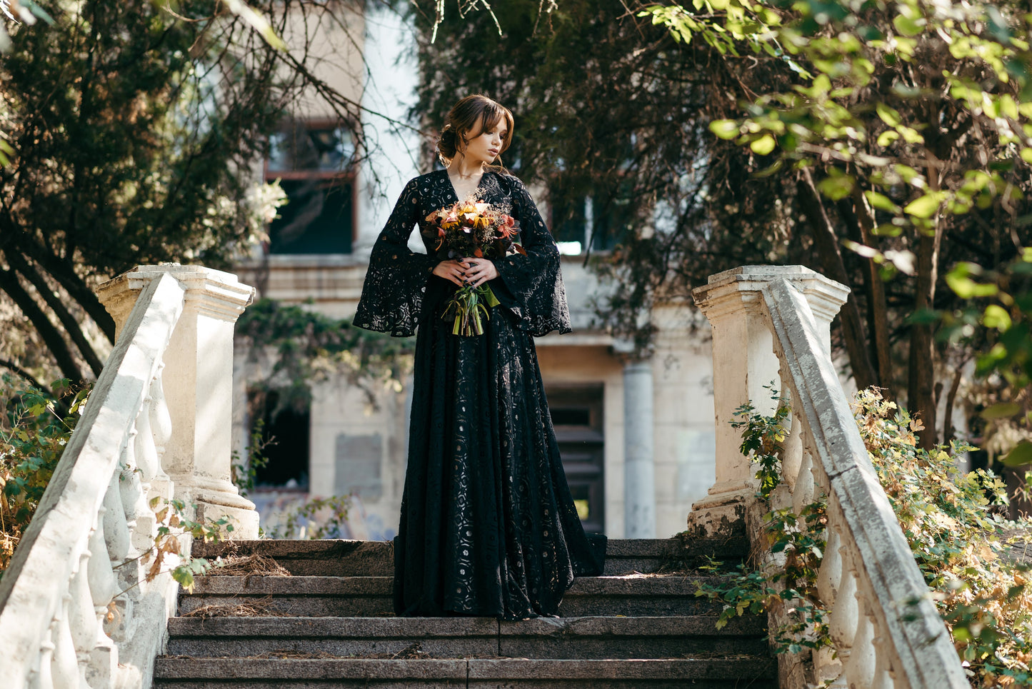 Black Wedding Dress, Black Lace Dress, Black Bohemian Dress, Lace Wedding Dress, Boho Wedding Dress, Macrame Wedding Dress, Noir Wedding