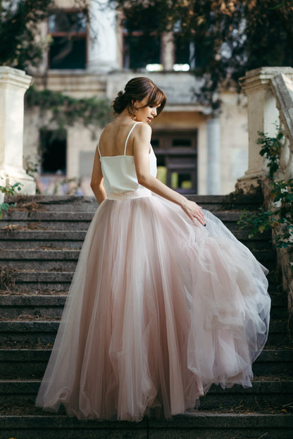 Wedding Skirt - Bridal Skirt - Tulle Skirt - Maxi Bridesmaid Skirt - Photoshoot Skirt - Long Tutu Skirt - Blue Wedding Skirt - Ombre Skirt