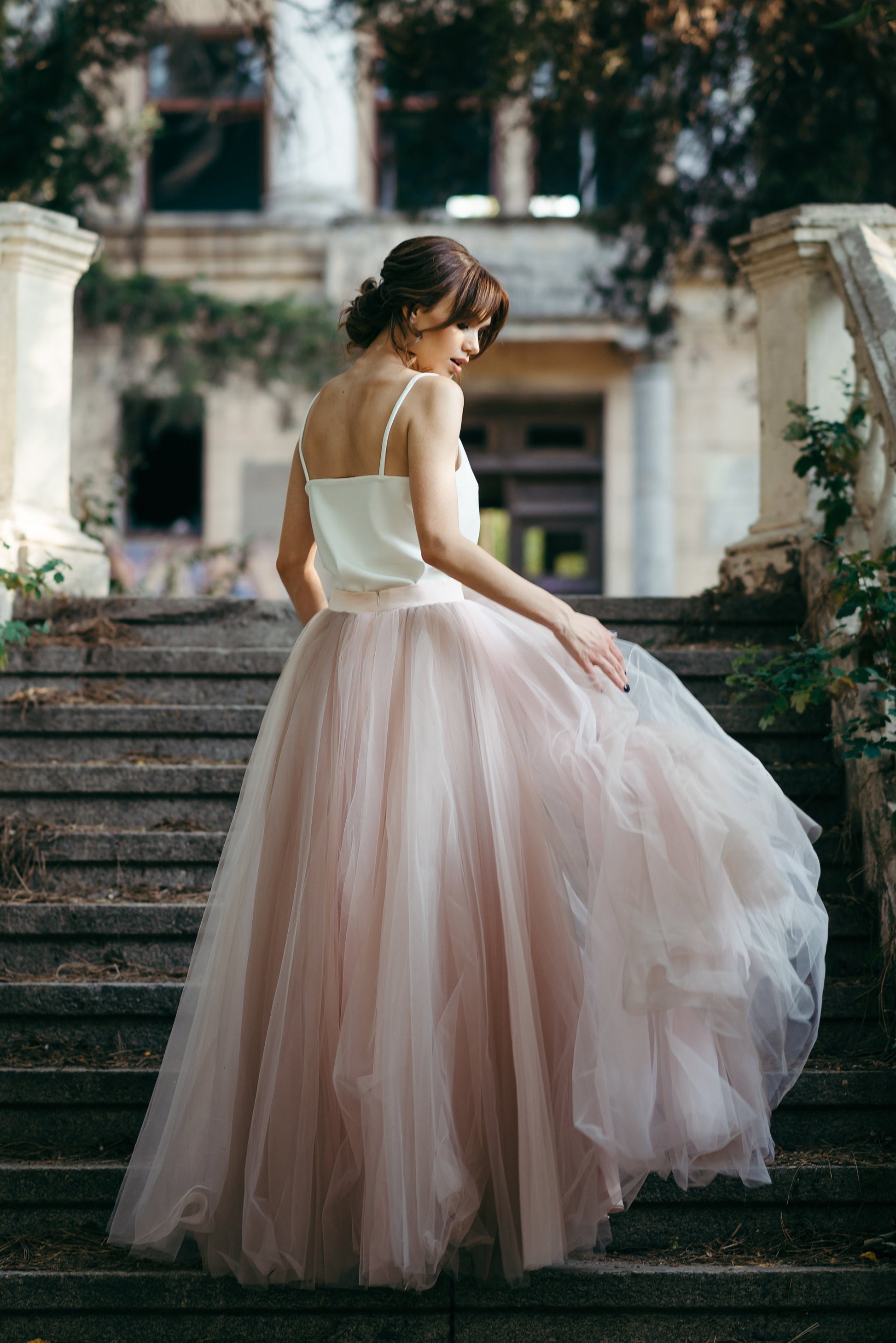 Ombre Tulle Skirt - A-Line Bridal Skirt - Long Tutu Skirt - Blush Wedding Skirt - Bridal Separates