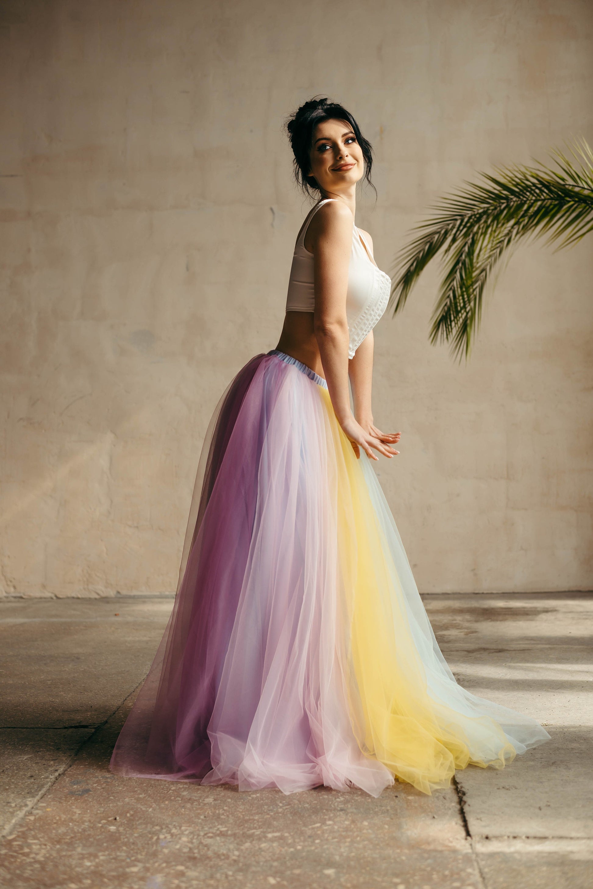 Rainbow Tulle Skirt - Unique Wedding Dress - Elopement Skirt - Maternity Skirt - Colourful Wedding Outfit - Fairytale Dress