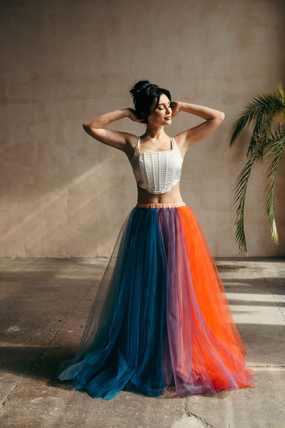 Rainbow Tulle Skirt - Unique Wedding Dress - Elopement Skirt - Maternity Skirt - Colourful Wedding Outfit - Fairytale Dress