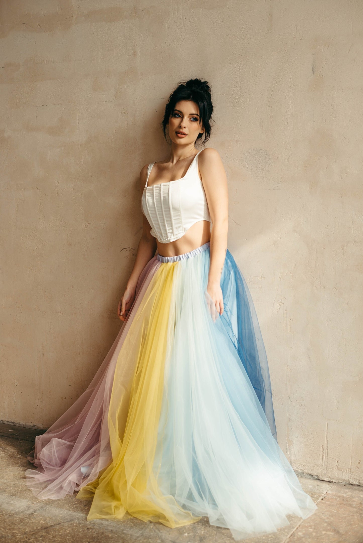 Rainbow Tulle Skirt - Unique Wedding Dress - Elopement Skirt - Maternity Skirt - Colourful Wedding Outfit - Fairytale Dress