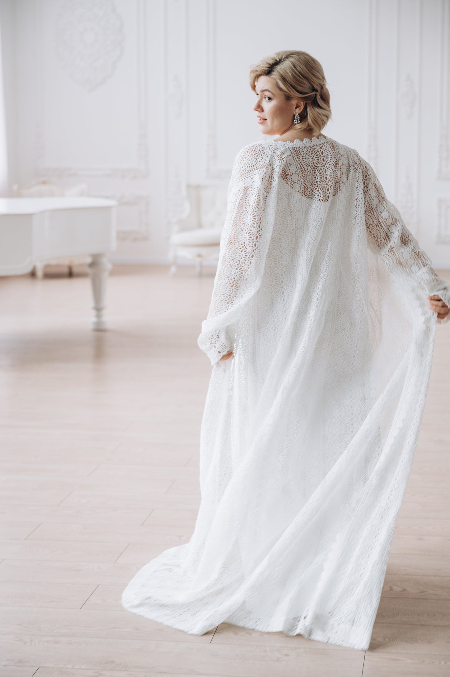 Kira Macramé Lace Bridal Cape | Kimono Cover Up