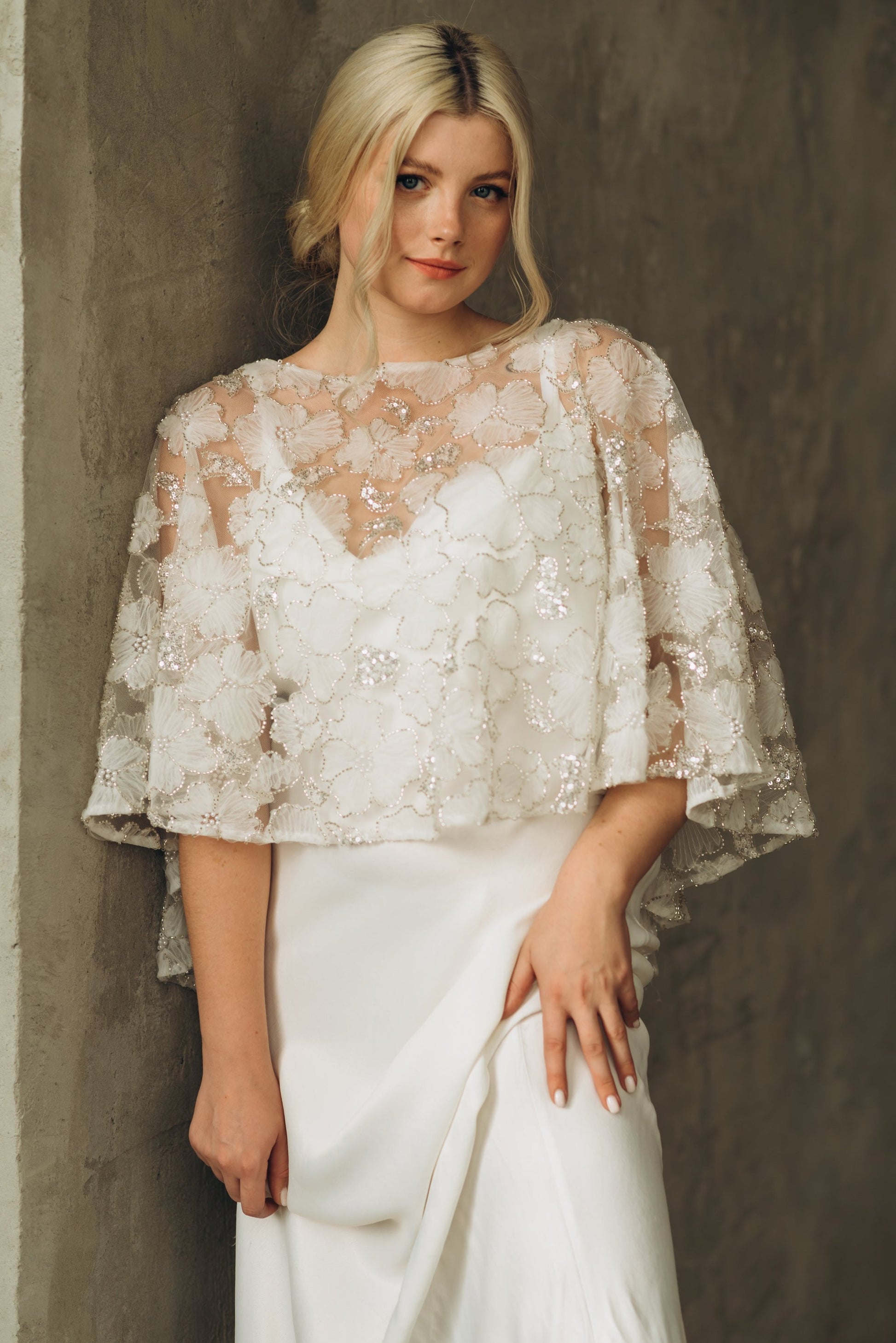Floral Lace Wedding Capelet Boho Bridal Accessory Married in the Morning Floral Lace Wedding Capelet Boho Bridal Accessory Married in the Morning