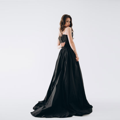 Gothic winter wedding skirt styled with black corset 