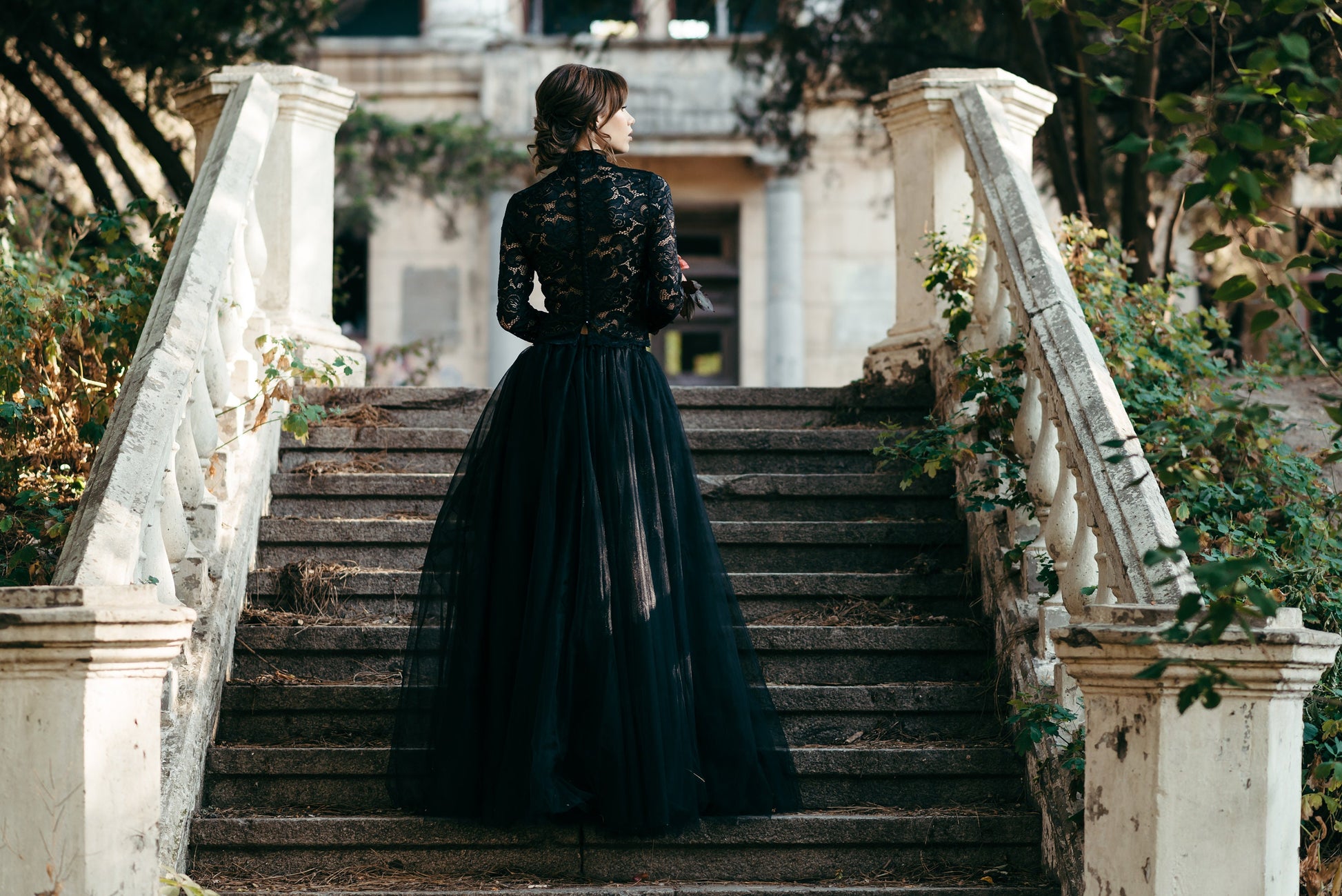 Black Lace Bridal Top High Neck with Button Back Married in the Morning Black Lace Bridal Top High Neck with Button Back Married in the Morning