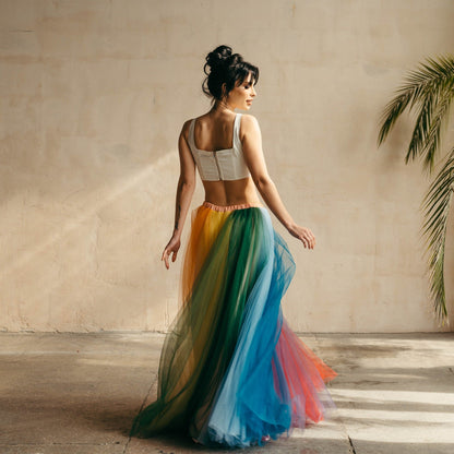 Rainbow Tulle Skirt - Rainbow Wedding Dress - Elopement Skirt - Maternity Skirt - Multicoloured Wedding Outfit