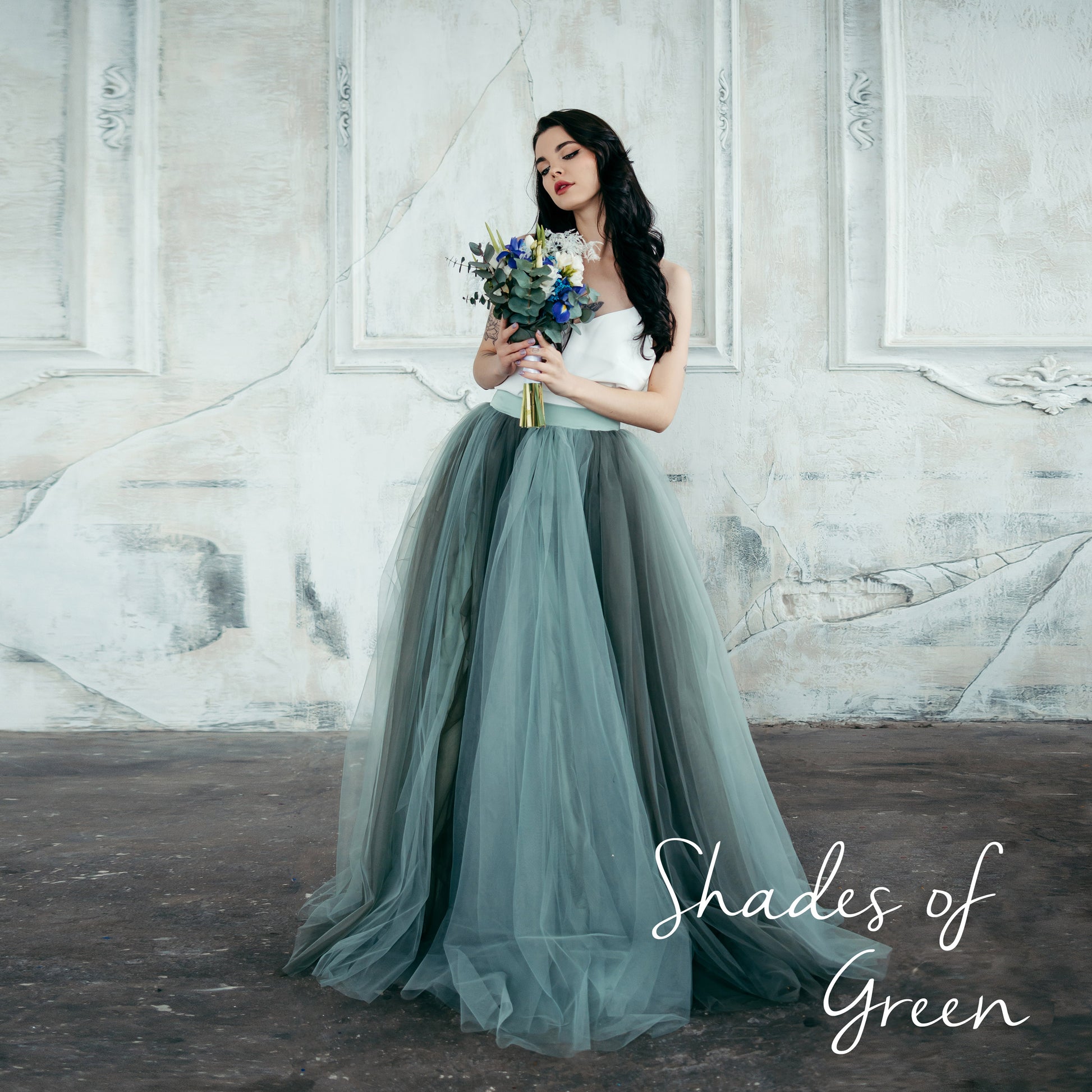 Sea Blue Wedding Skirt Maxi Tulle Skirt for Beach Weddings