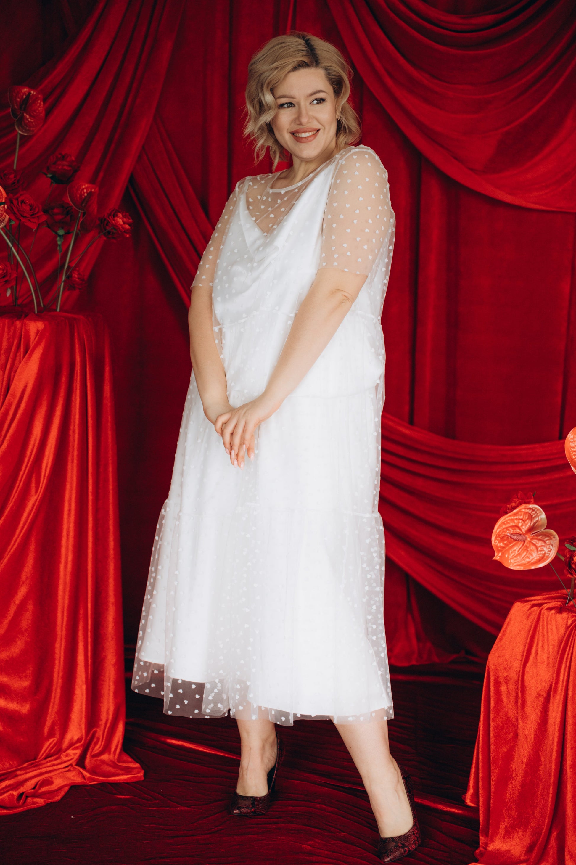 tulle overlay dress White Heart Tulle Overlay Dress – Alternative Bridal – Married in the Morning