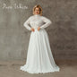 Bridal separate set in pure white: high-neck lace top with long sleeves and flowing white tulle skirt